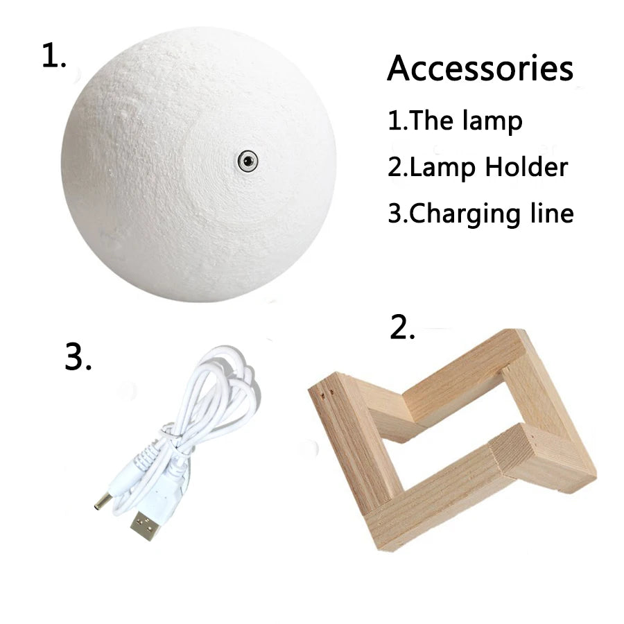 Dropship 3D Print Rechargeable Moon Lamp LED Night Light Creative Touch Switch Moon Light For Bedroom Decoration Birthday Gift Zpaxo