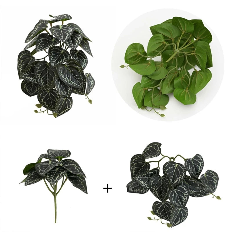 Artificial Reptile Terrarium Plants Realistic Tropical Leaves Tank Plant for Bearded Dragons Tortoises Tree Frogs 10 Styles Zpaxo