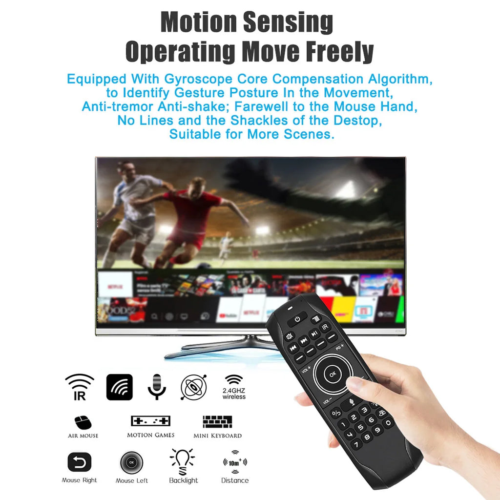 G7V PRO Backlit Gyroscope 2.4G Wireless Voice Air Mouse Russian English Keyboard Smart Remote Control For Android TV BOX X96 TX6 Zpaxo