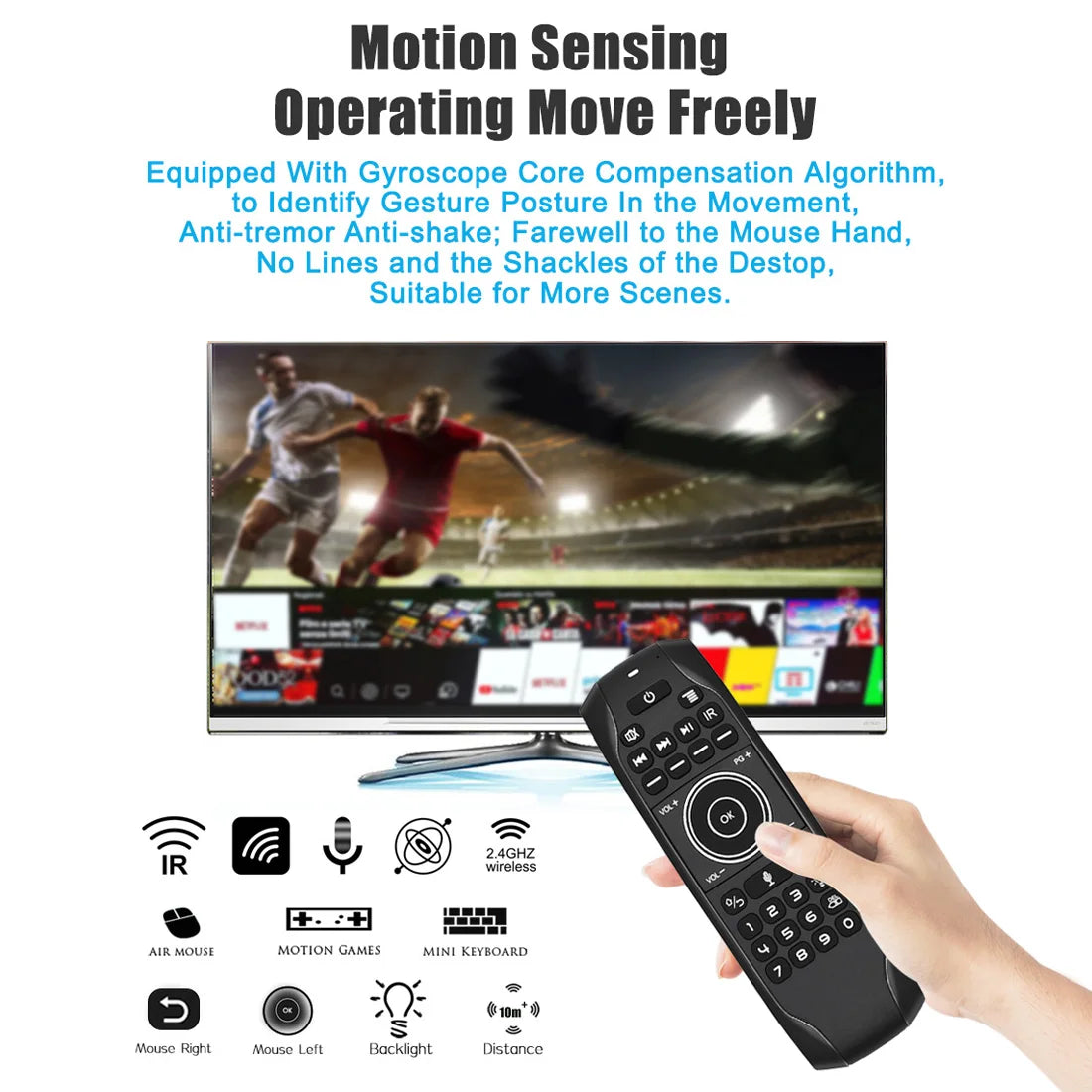 G7V PRO Backlit Gyroscope 2.4G Wireless Voice Air Mouse Russian English Keyboard Smart Remote Control For Android TV BOX X96 TX6 Zpaxo
