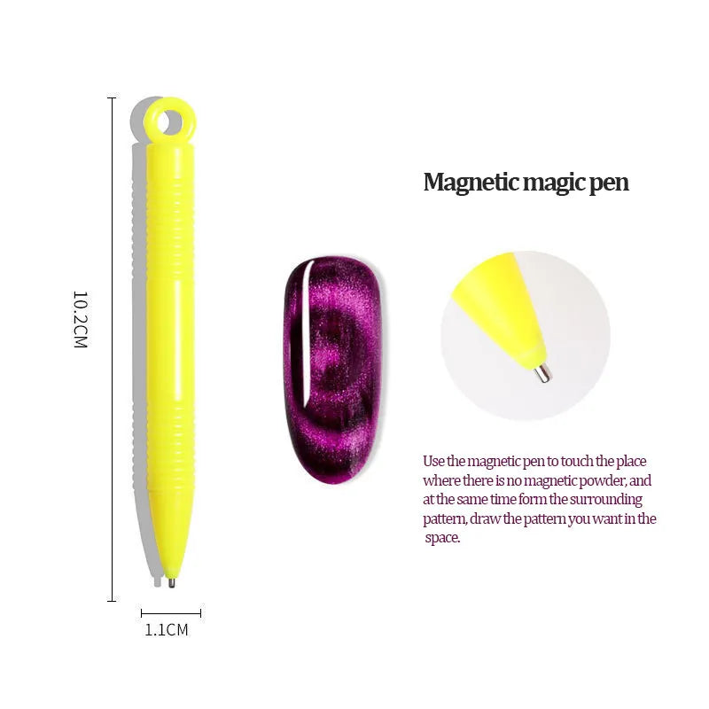 Magnetic Stick Dual-Ended Magnet for 3D Cat Eye UV Gel Polish Multi-function Nail Magnet Stick Manicuring DIY Nail Art Tools Zpaxo