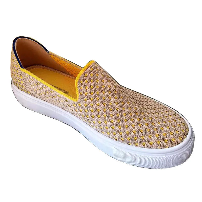 Women Loafers Flats Shoes Pregnant Outside Knitted Slip-On Spring/Autumn Round Toes Casual Womens Flats Shoes Zapatos Mujer Zpaxo