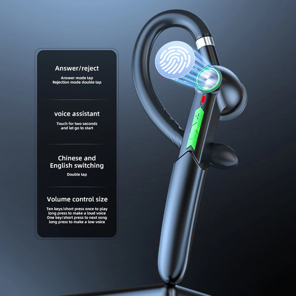 Handsfree HIFI Fingerprint Touch 5.0 Bluetooth-Compatible Headset Wireless Earphone Waterproof Earpiece With Mic 110mAh Battery Zpaxo