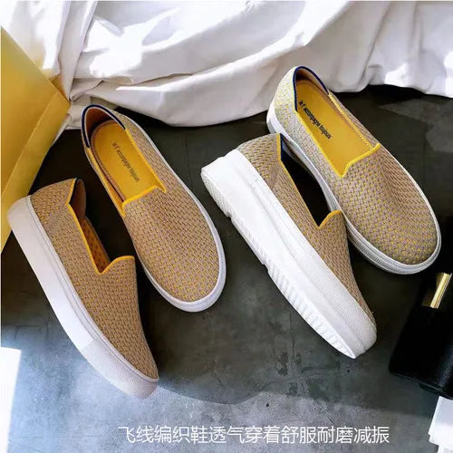 Women Loafers Flats Shoes Pregnant Outside Knitted Slip-On Spring/Autumn Round Toes Casual Womens Flats Shoes Zapatos Mujer Zpaxo