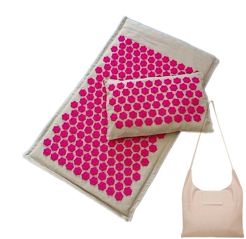Lotus Spike Acupressure Mat Cushion Nature Linen Coconut Palm Back Neck Foot Massage Indoor Home Fitness Pillow Gym Mat Home Zpaxo 3pcs gray rosy