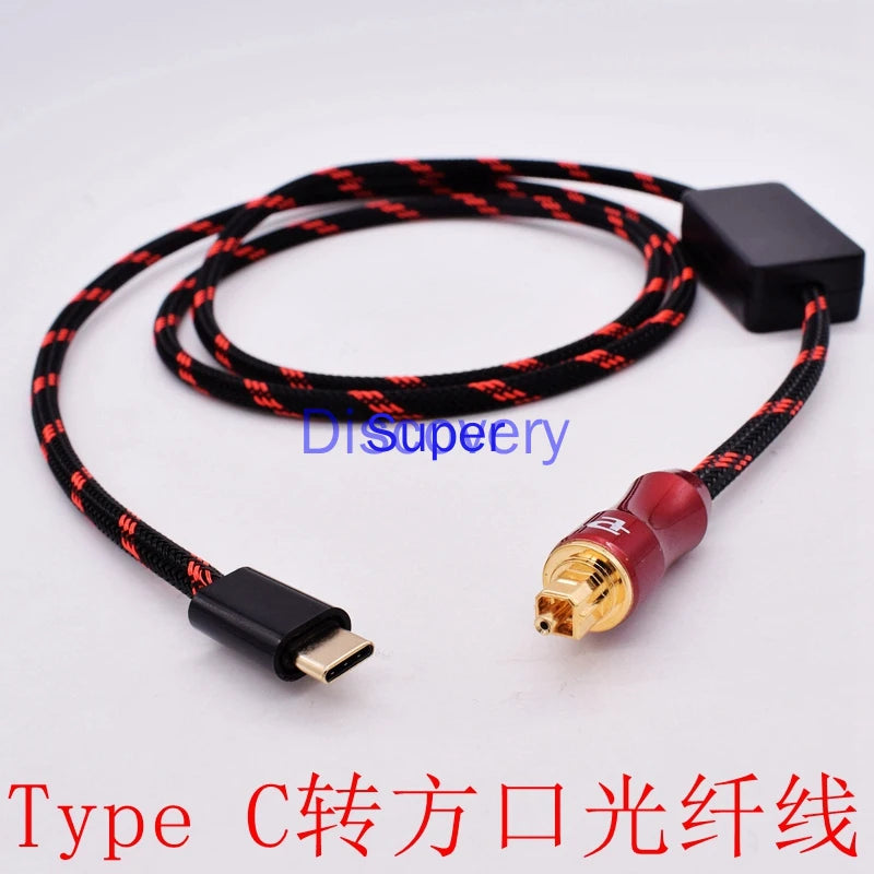 Computer/Apple/Android/Huawei Mobile Phone USB Type C to Fiber Optic Cable Power Amplifier Cable Car DSP Audio Cable Zpaxo