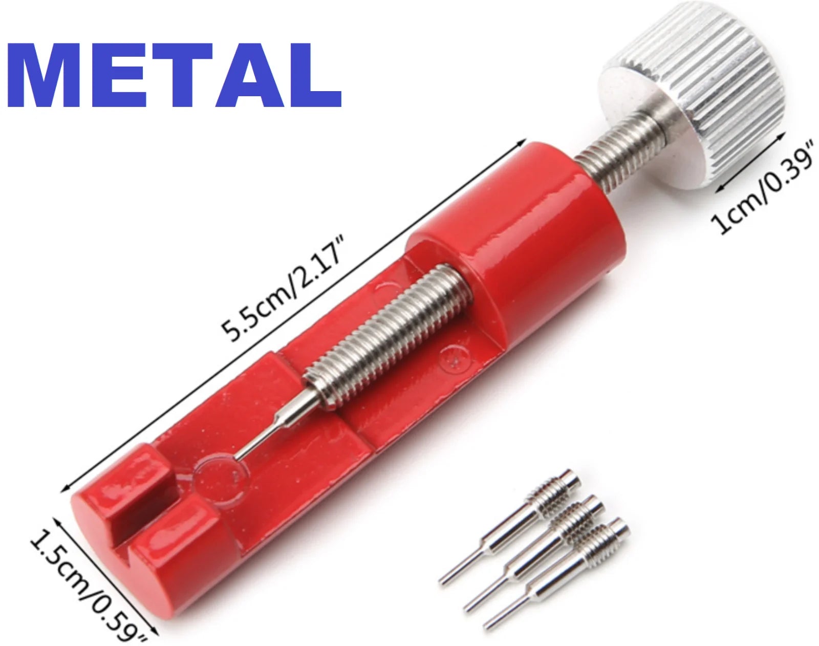 Red Metal Adjuster Watch Band Strap Bracelet Link Pins Remover Repair