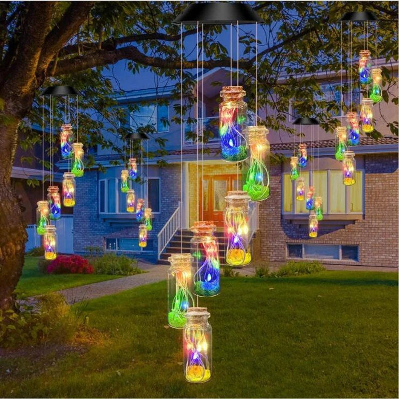 Solar Wind Chime Lights 6 Hummingbird Butterfly Wishing Bottle Zpaxo