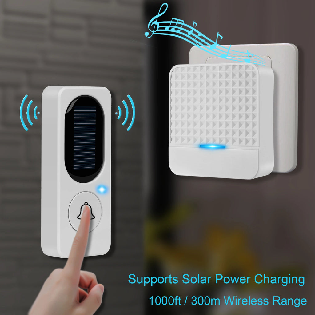 Outdoor Doorbell Solar Charging with Light Solar Wireless Doorbell Low Power Consumption Household IP65 Waterproof 300M Doorbell Zpaxo