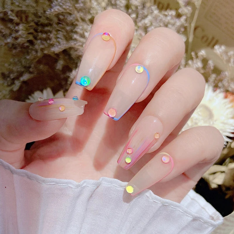 Candy Color Mixed Size Mermaid Round Clear Glass Crystal Bead Hemispherical AB 3D Nail Art Rhinestones DIY Flatback Acrylic Deco Zpaxo