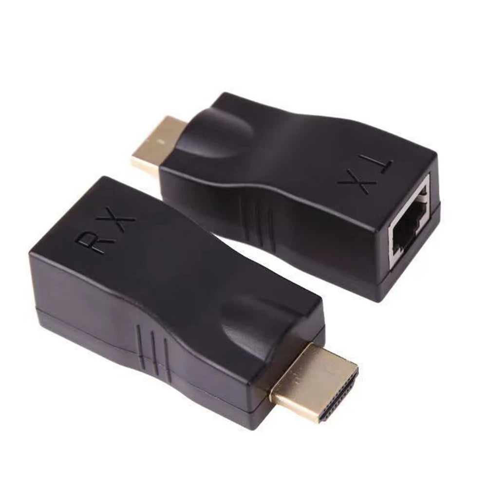 HDMI-Compatible Extender 4K RJ45 Ports LAN Network HDMI-Compatible Extension Up To 30m Over CAT5e / 6 UTP LAN Ethernet Cable Zpaxo Black