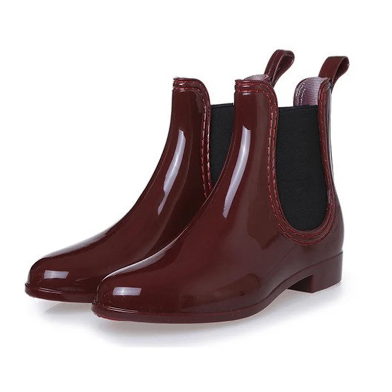 Spring winter boots Women ankle boots rain boots elastic band shoes woman solid rubber waterproof flats 2019 Zpaxo