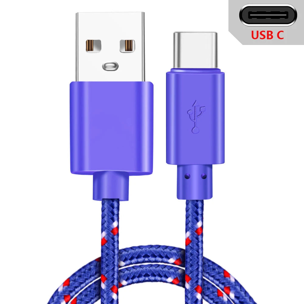 USB C Cable Fast Charging Nylon Braide Cables Samsung Galaxy S9 Zpaxo Purple For Type C 3m