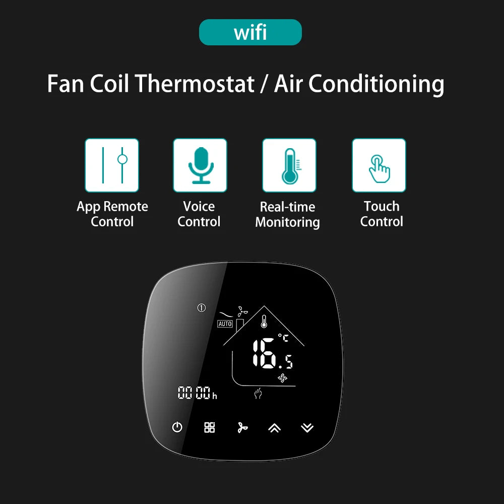 Wifi Air Conditioning Thermostat Fan Coil Unit Digital Temperature Conditioner Controller 220V Tuya Smart Life Alexa Google Home Zpaxo