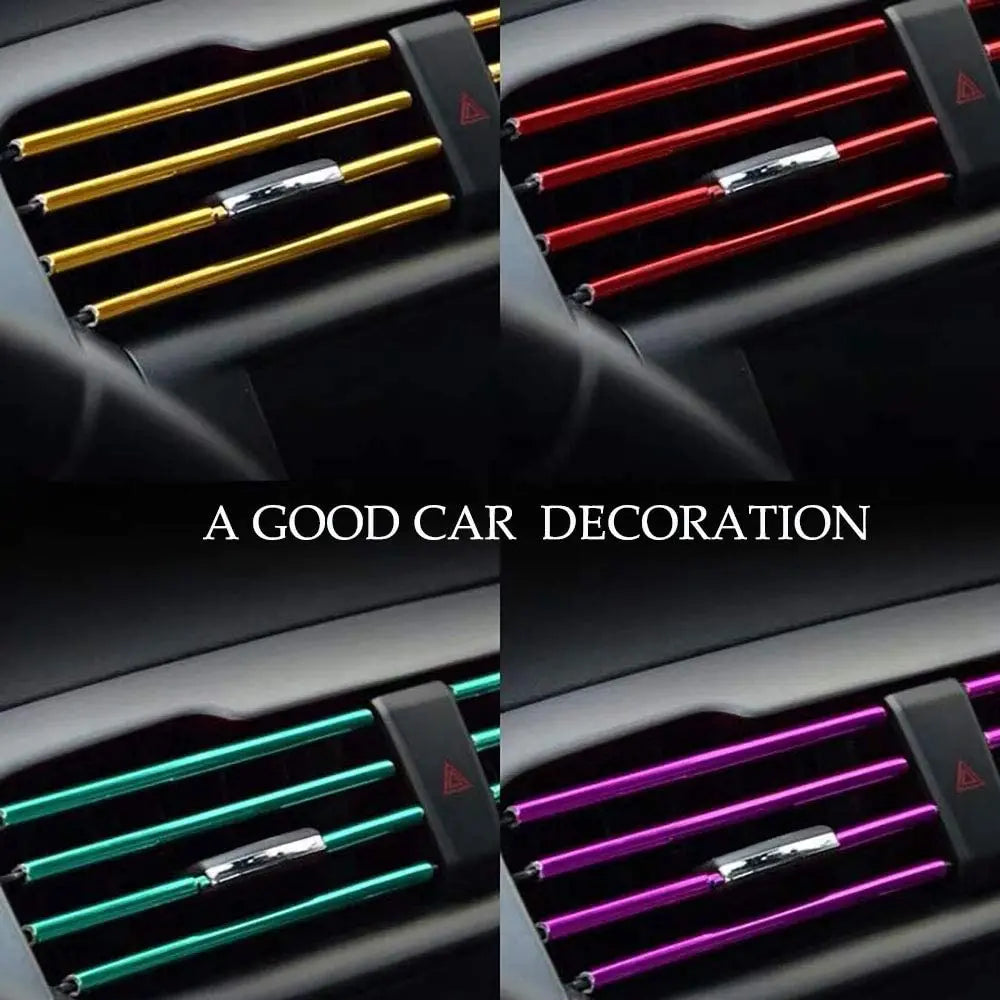 Car Air Conditioner Vent Outlet Trim Strips U Shape Chrome PVC Zpaxo
