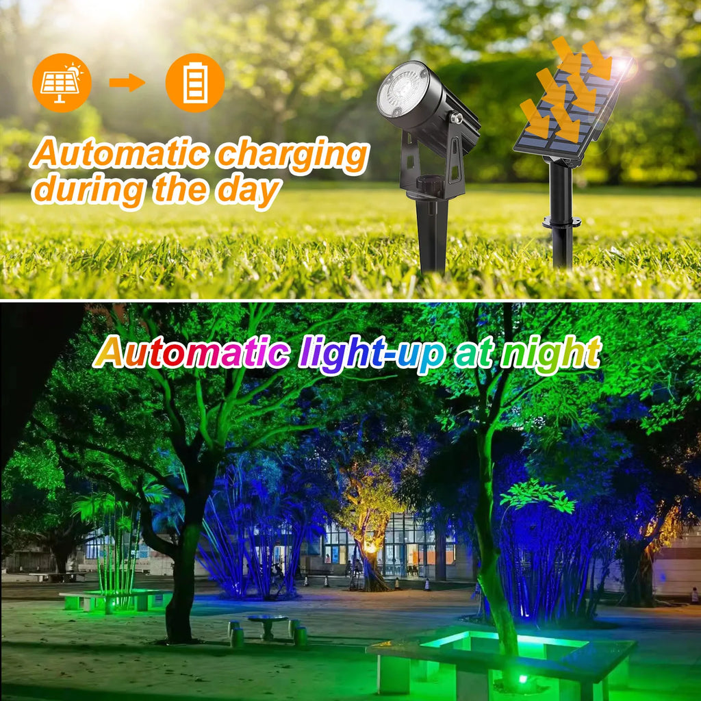 Solar LED Spotlighting Outdoor Waterproof Powered Path Lawn RGB Lamp Zpaxo