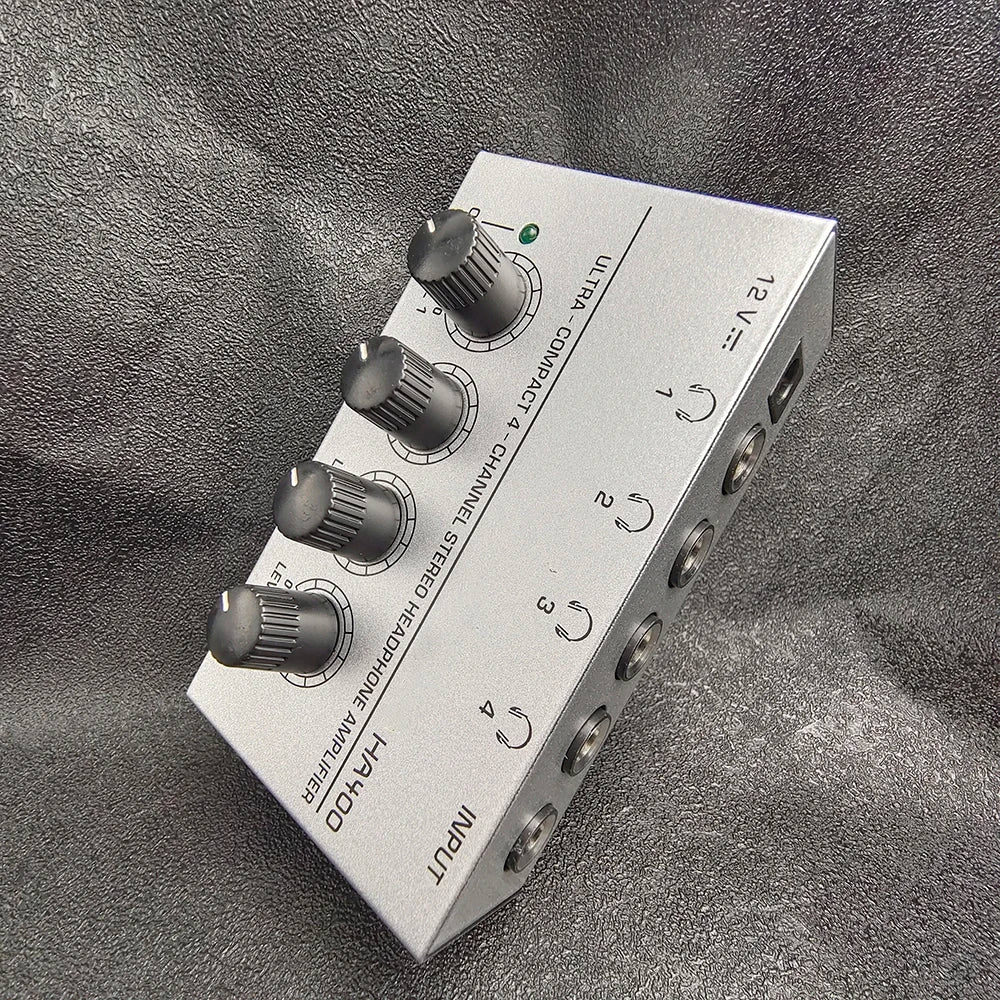 4 Channels Mini Headphone Amplifier HA400 Ultra-Compact Audio Stereo with 2pcs 6.5MM to 3.5MM Jack Plug Audio Adapter Converter Zpaxo