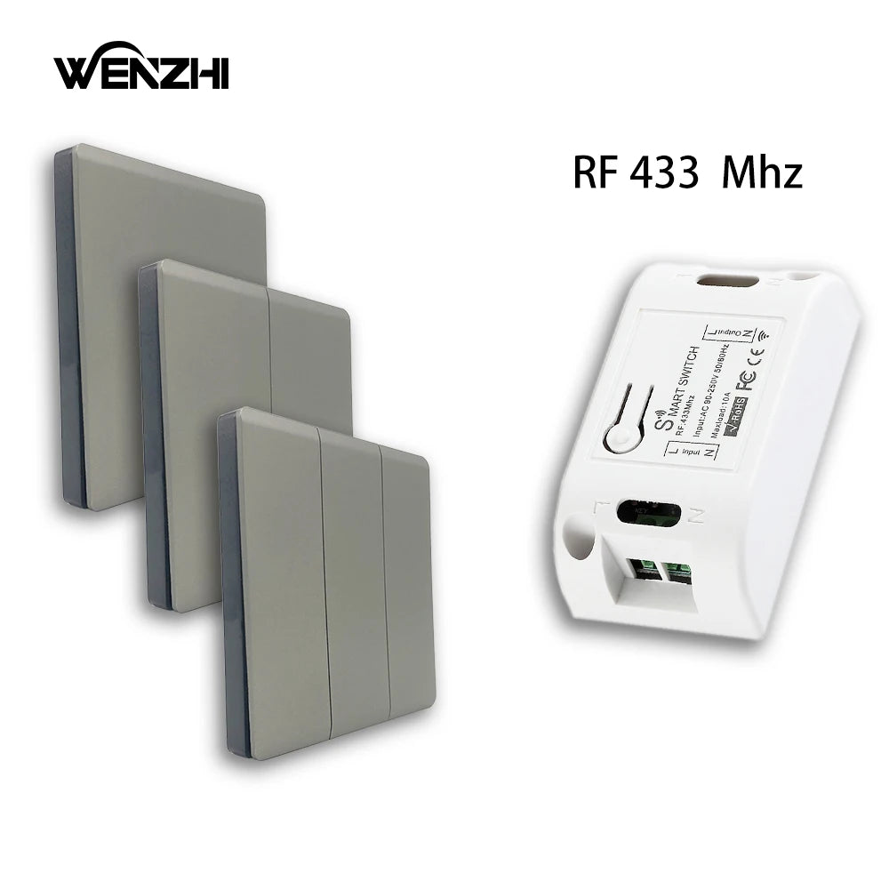 Smart Switch Light DIY Module Receiver 433 Mhz 86 Type Portable RF Wireless Relay Power Remote Control 220V Wall Panel Buttons Zpaxo