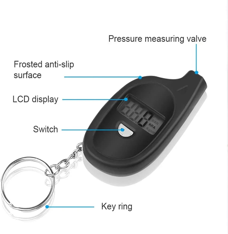 Mini Digital Lcd Display Tire Gauge Car Keychain Air Pressure Tester