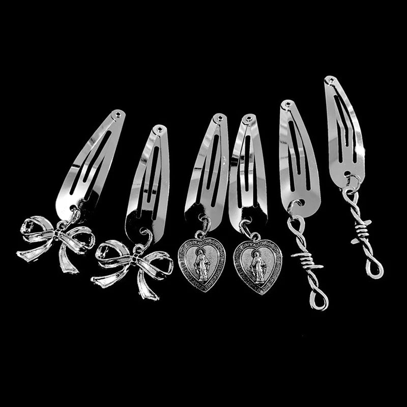 New Harajuku Silver Metal Chains Cherry Hair Pins Clip for Women Girl Punk Cool Simple Vintage Hair Accessories Fashion Jewelry Zpaxo