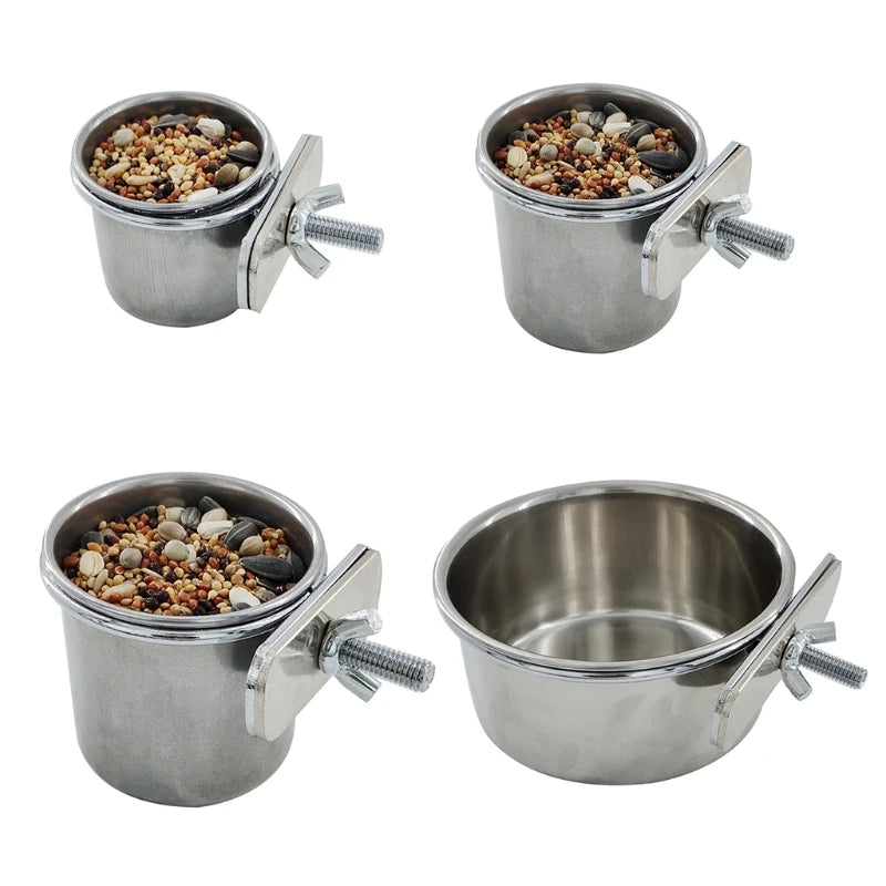 Hanging Cage Bowl Pet Birds Anti-turnover Stainless Steel Feeding