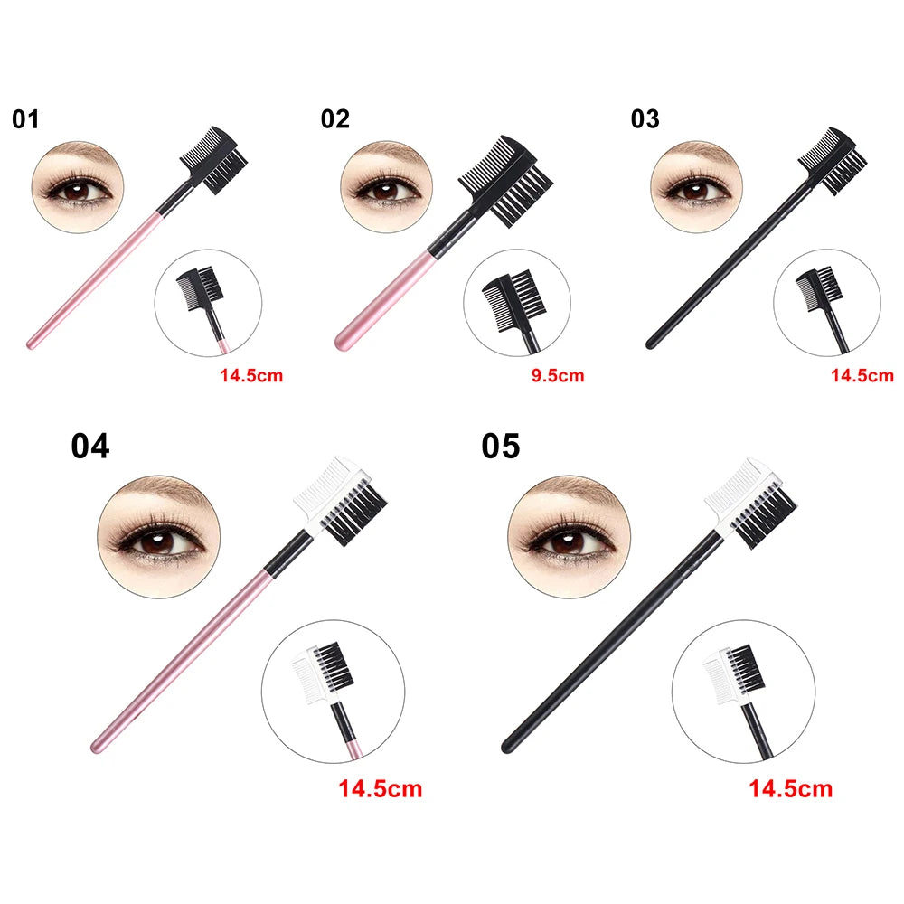 1PC2 in1Eyelash Comb Dual Purpose Eyelash Eyebrow Black Pink Brush Comb Professional Eye Makeup Tool Cosmetic Accessories Zpaxo