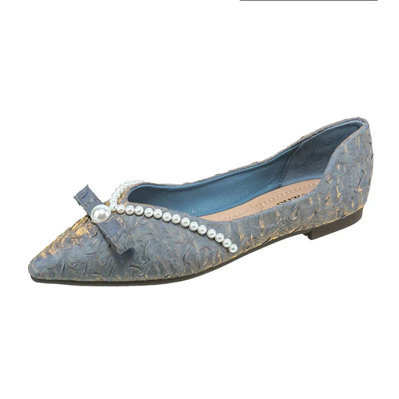 Flat Shoes Women 2021 New Spring and Autumn Pearl Fashion Pointed Casual Mujer Large Size Women's Shoes 41 42 43 Zpaxo