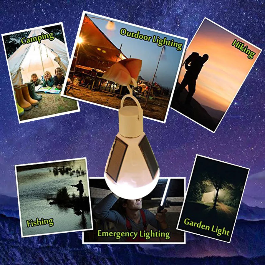 Solar LED Camping Lights 7W 12W E27 AC85V-265V Emergency Bulb Hook Zpaxo