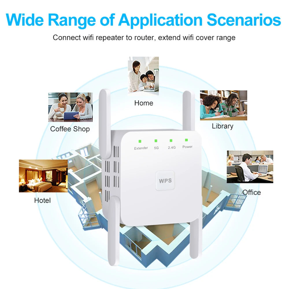 5G Repeater WiFi Long Range Network Wi-fi Booster 1200Mbps Wifi Extender Wireless Router Signal Wi fi Amplifier Wi-fi Repeater Zpaxo
