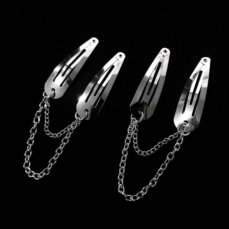 New Harajuku Silver Metal Chains Cherry Hair Pins Clip for Women Girl Punk Cool Simple Vintage Hair Accessories Fashion Jewelry Zpaxo