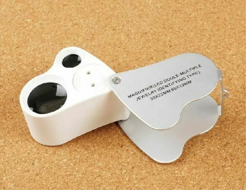 30x 60x Jeweler's Loupe Dual Lenses Band Light Antique Geology