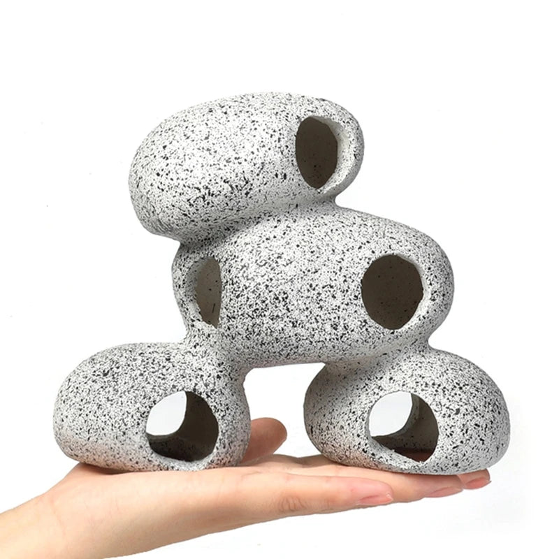 Aquarium Rock Cave Fish Tank Pond Hideaway for Shrimp Cichlid Hiding Breeding Spawning Hideout Decor Fish Tank Stone Ornament Zpaxo