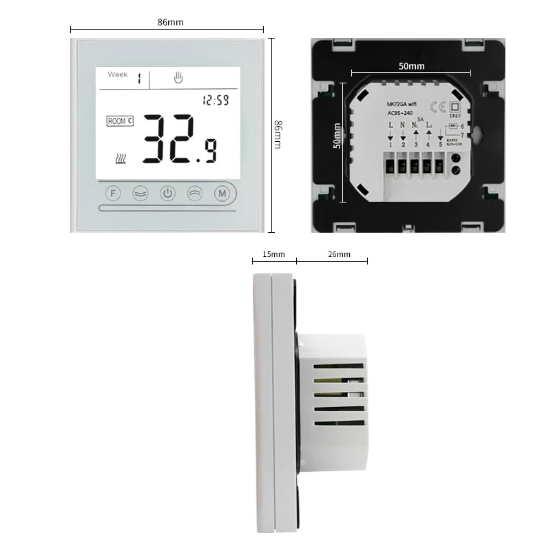 Thermostat WiFi Temperature Controller Water/Electric Floor Heating Gas Boiler Tuya Smart Life App Works with Alexa Google Home Zpaxo