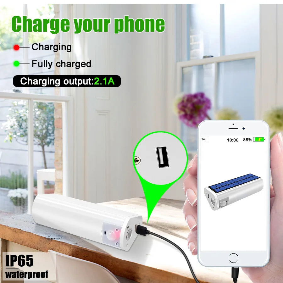 Solar LED Camping Light Rechargeable Power Bank 3 Lighting Mode Zpaxo