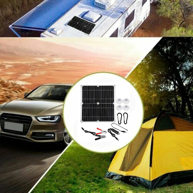 Solar Panel Set 100W Kit Controller Portable USB Generator System 12V 24V Electric Energy Power Charger Camping Board 10/20/30A Zpaxo