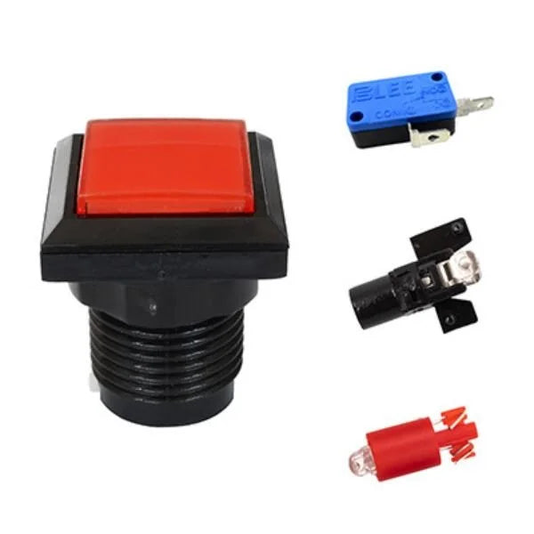 Arcade Square Push Buttons Illumilated 12V LED Light Built-in