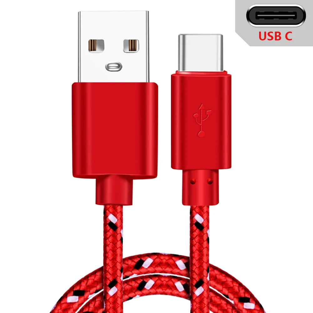 USB C Cable Fast Charging Nylon Braide Cables Samsung Galaxy S9 Zpaxo Red For Type C 3m