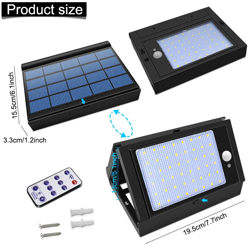 Solar Panel Lights Outdoor Motion Sensor Waterproof Folding LED Light Zpaxo