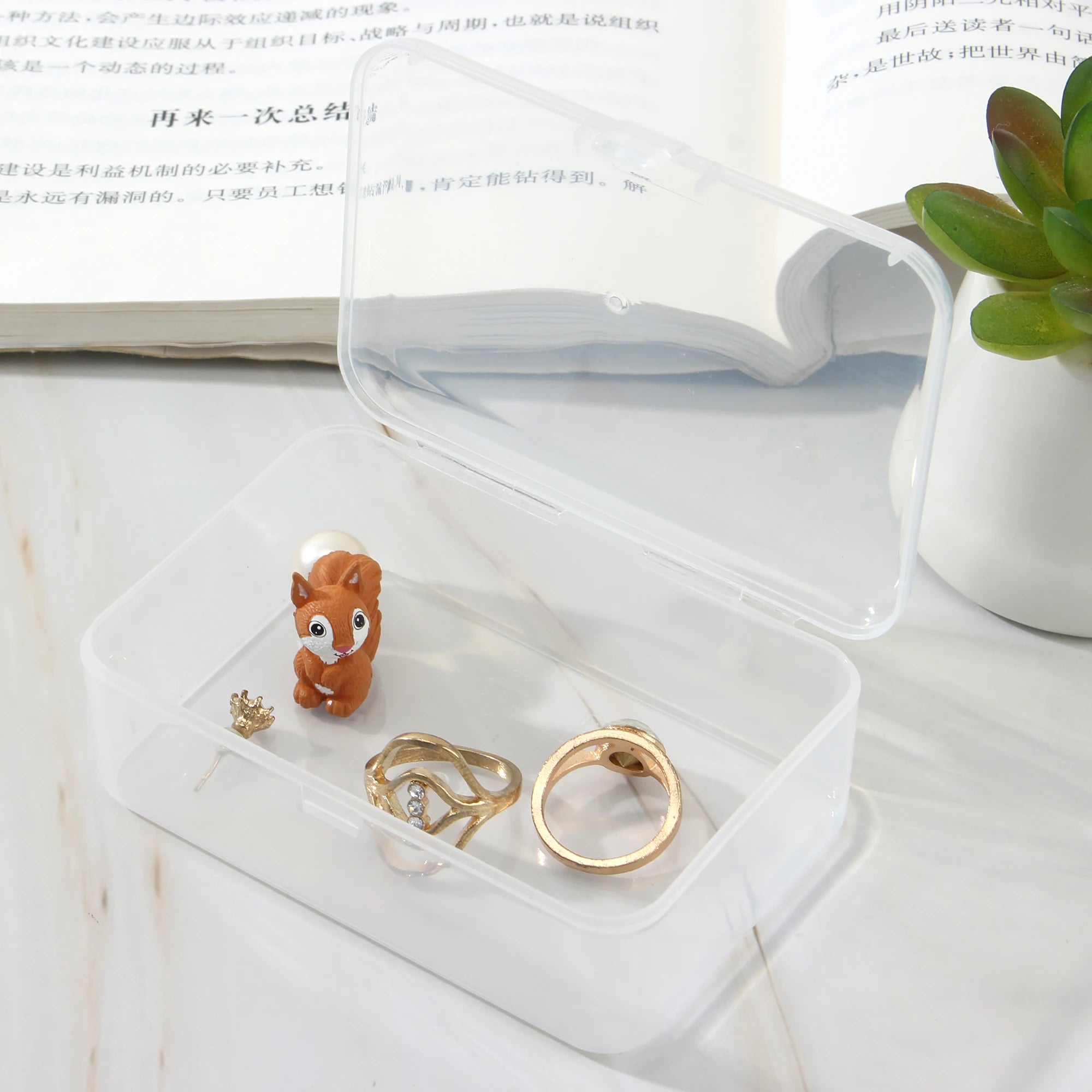 Clear PP Plastic Storage Box with Lid – Dustproof Jewelry Case