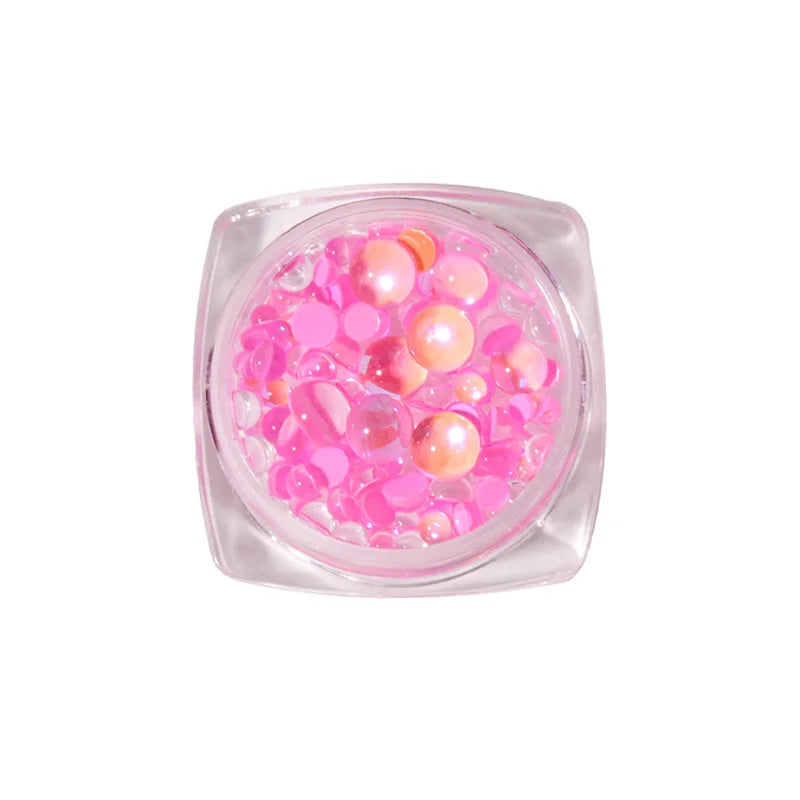 Candy Color Mixed Size Mermaid Round Clear Glass Crystal Bead Hemispherical AB 3D Nail Art Rhinestones DIY Flatback Acrylic Deco Zpaxo