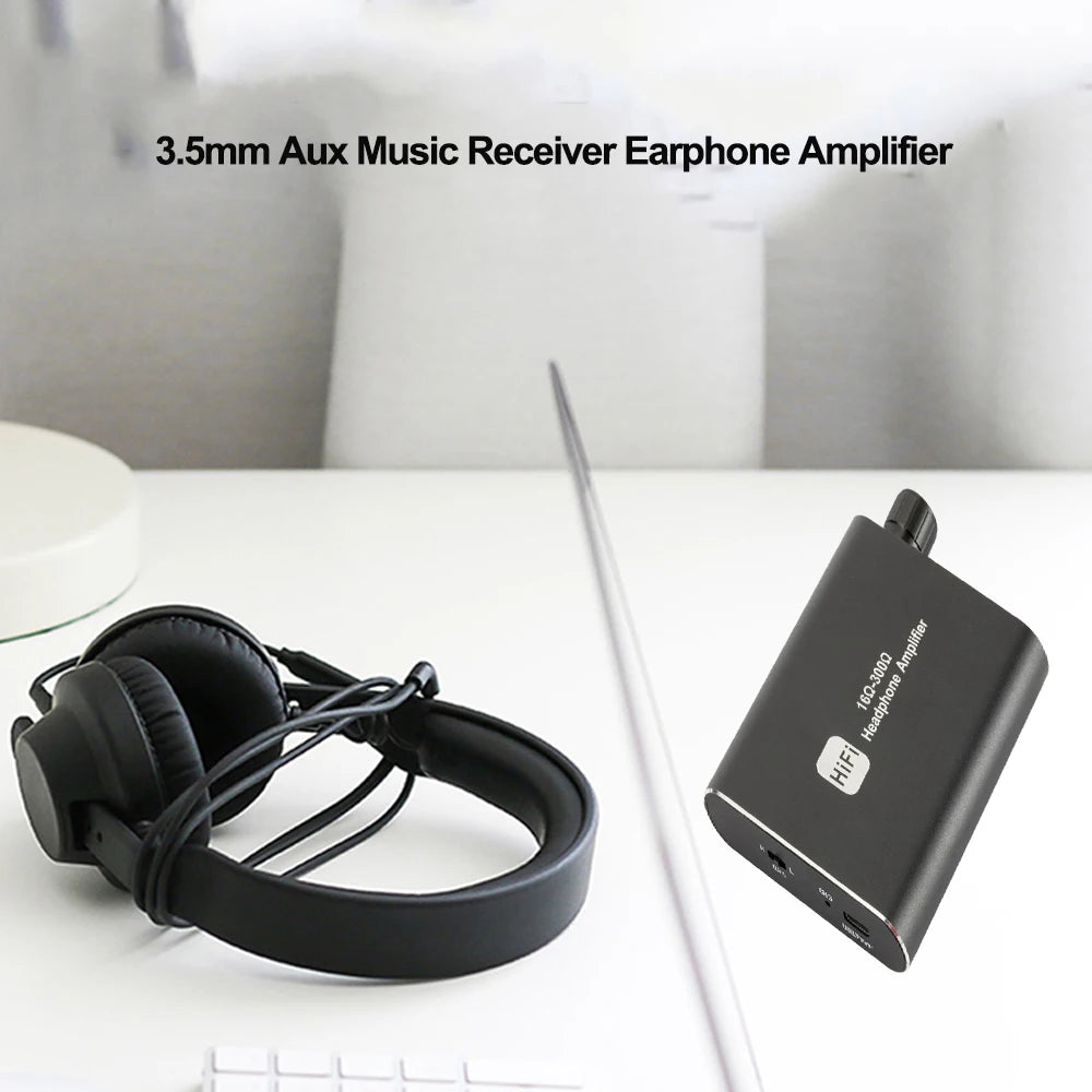 HiFi Rechargeable Headphone Amplifier Portable AMP 3.5mm AUX Audio Cable Audio Two-stage gain switch For 16-300 Ohm Headphone Zpaxo