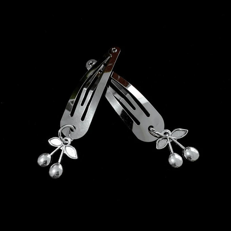 New Harajuku Silver Metal Chains Cherry Hair Pins Clip for Women Girl Punk Cool Simple Vintage Hair Accessories Fashion Jewelry Zpaxo