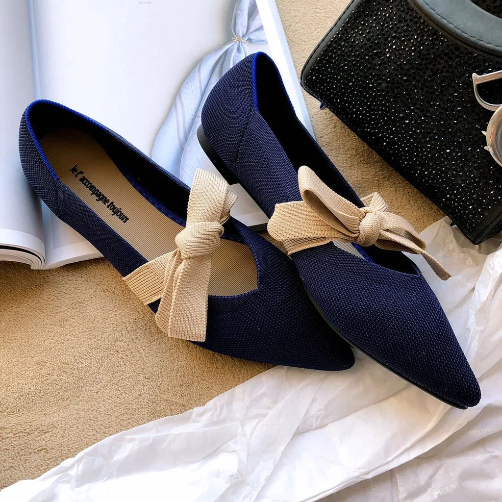 Flat Shoes Women Spring 2020 New Pointed Mary Jane Bow Braided Shoes Shallow Soft Maternity Zapatos De Mujer Loafers Women Zpaxo
