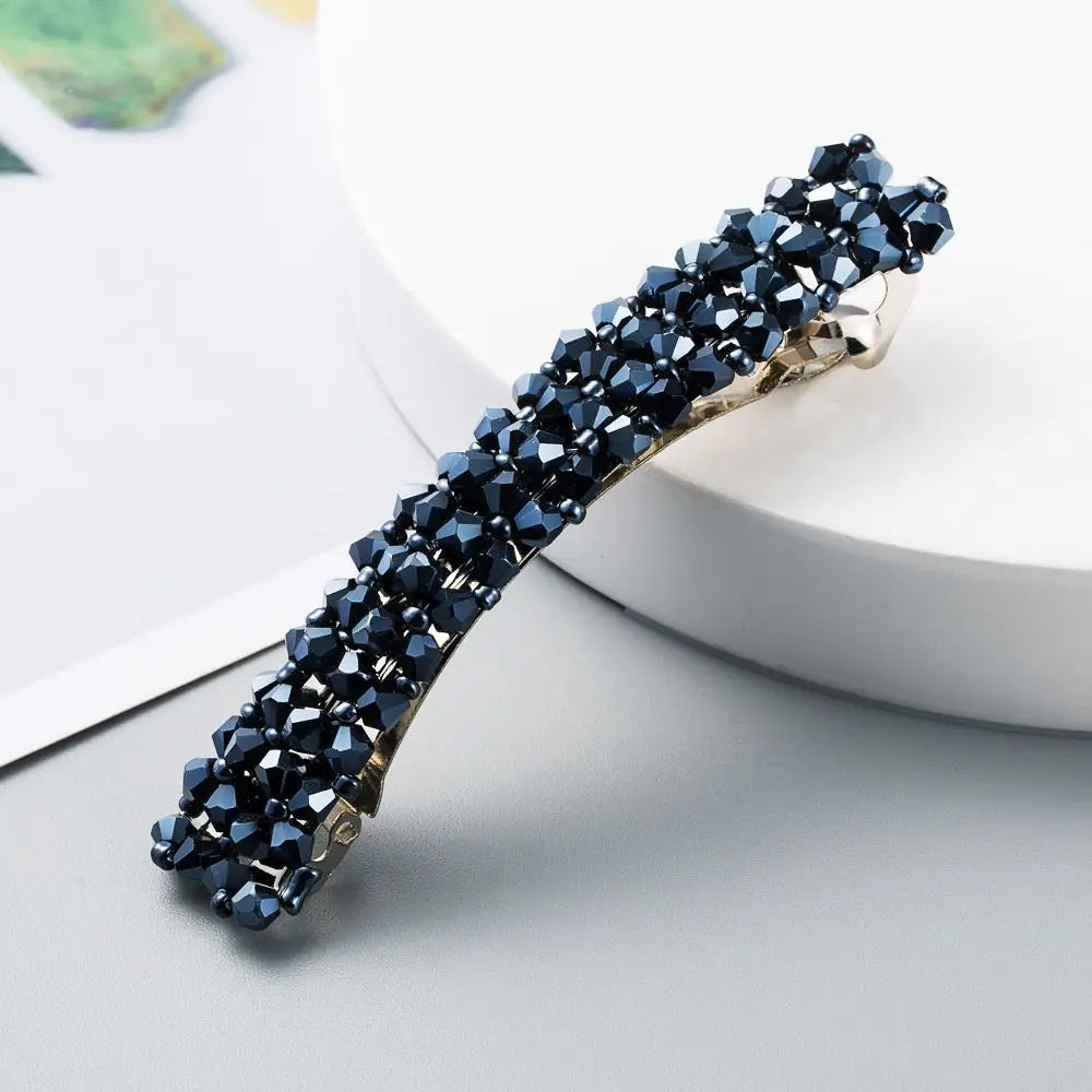 Fashion Elegant Crystal Diamond Hair Clips Women Girls Geometric Zpaxo navy blue