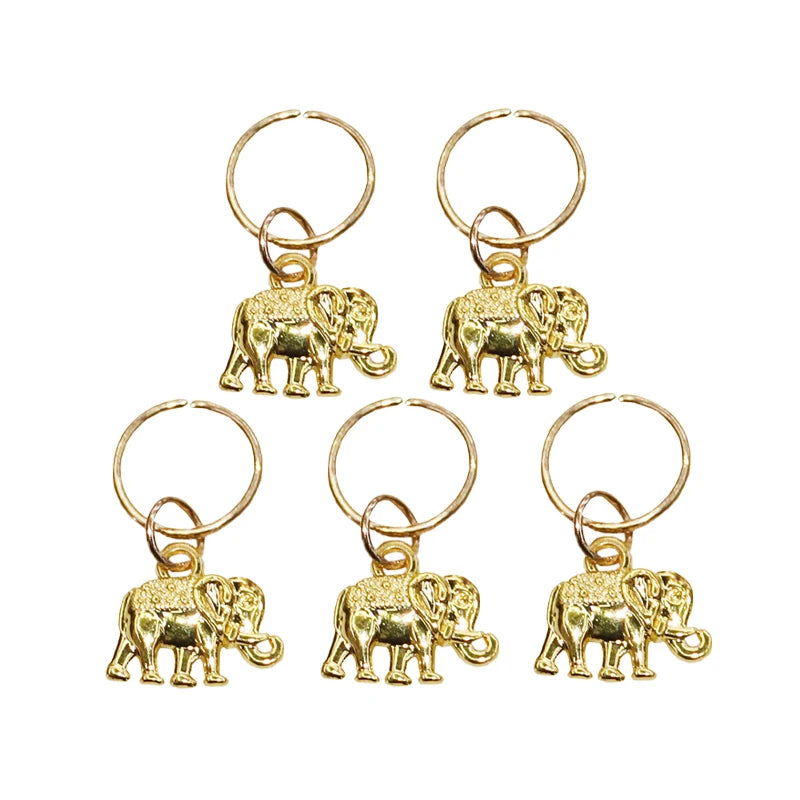 5pcs/Pack Stars Ring Charms Shell Hair Braid Dread Dreadlock Beads Clips Cuffs Rings Jewelry Dreadlock Clasps Accessories Tools Zpaxo Elephant