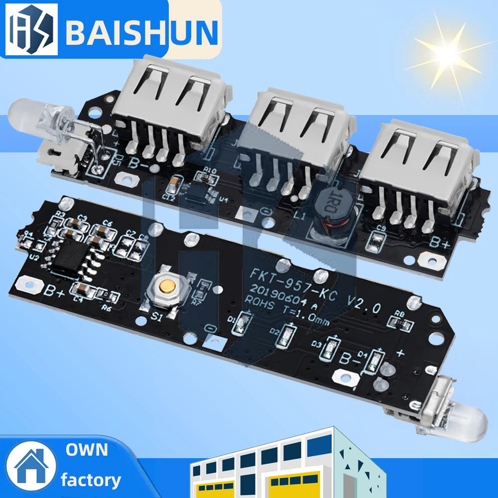 5V 2 1A 3 USB Power Bank Battery Charger Module Circuit Board Step Up Zpaxo