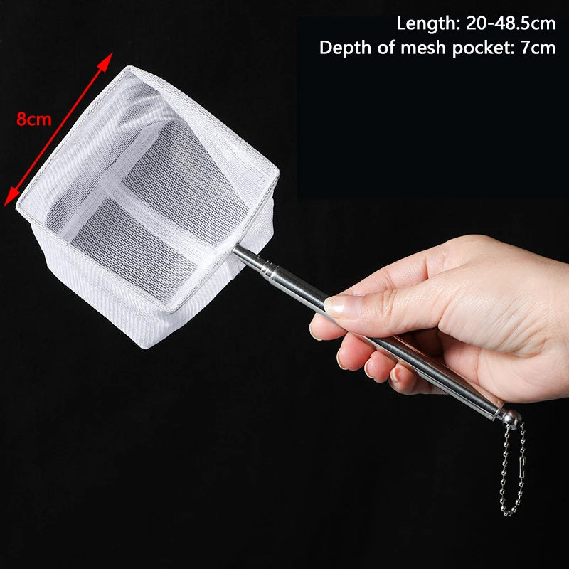 ▶1Pcs Fish Tank Cleaner Tool Aquarium Fish Net Stainless Steel Retractable Small Fish and Shrimp Nets Zpaxo A2