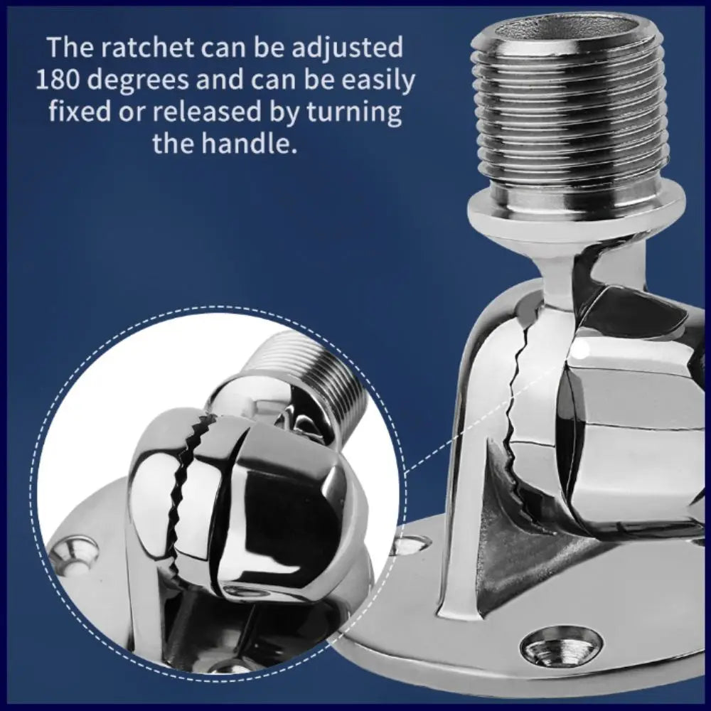 316 Stainless Steel Ratchet Antenna Mount 25mm Diameter Adjustable Design Boat Antenna Mount Round Base Ratchet Mechanism Zpaxo
