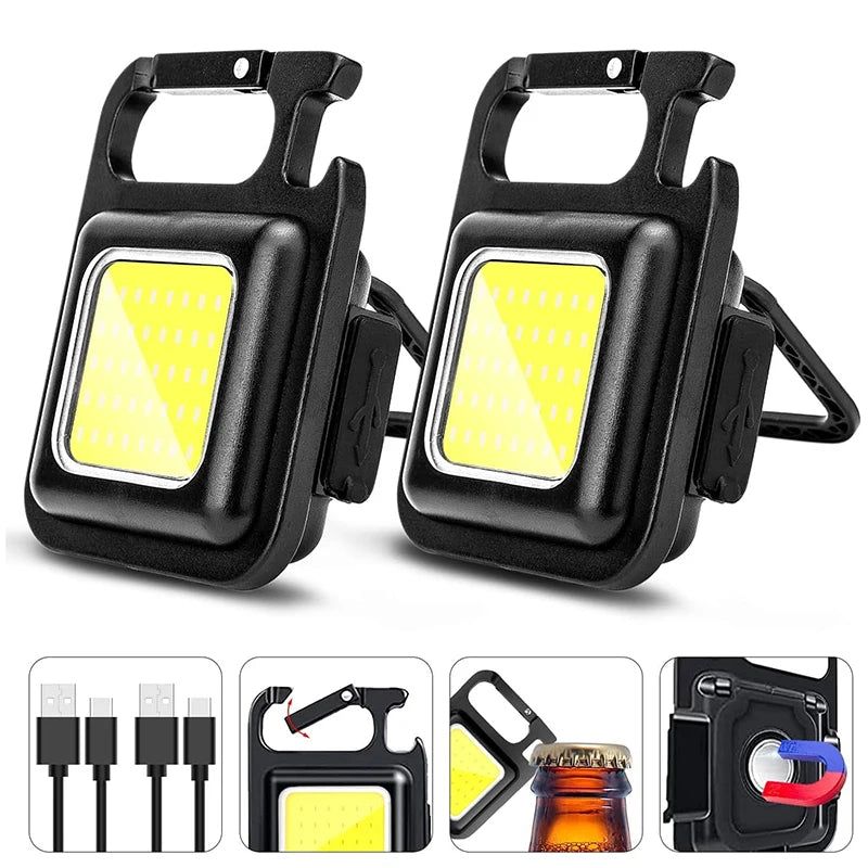 Multi-function LED Portable COB Bright Self Defense Keychain Work