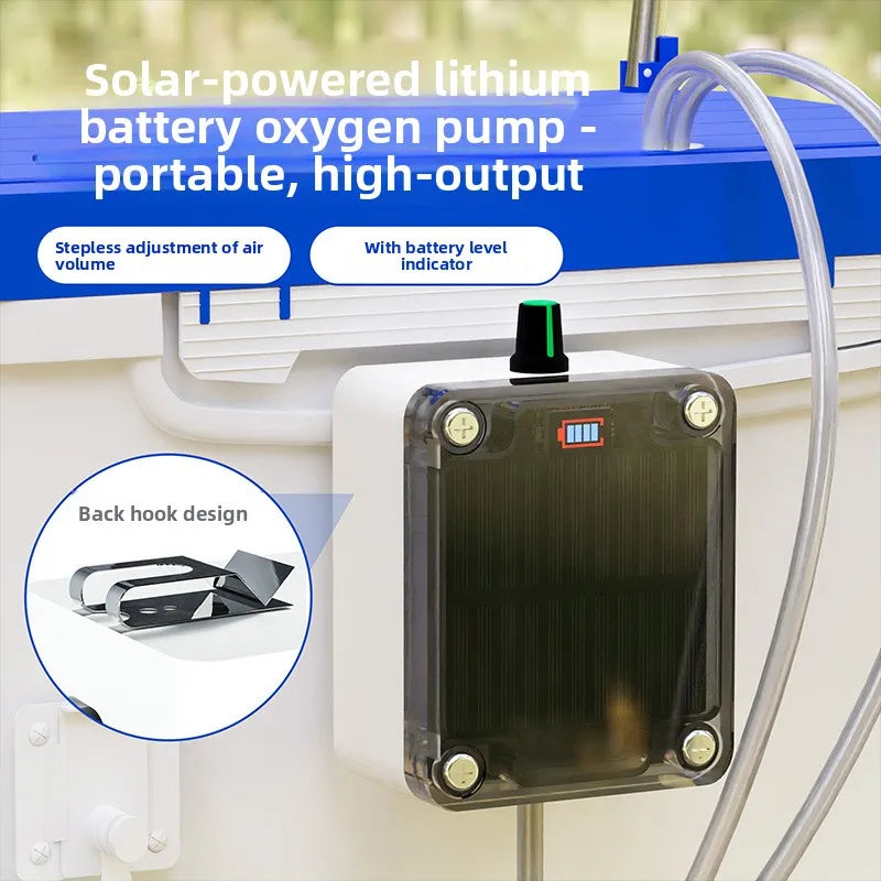 Outdoor Fishing Long Range Oxygen Pump Rechargeable Solar Powered Air Zpaxo